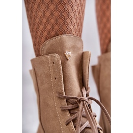 Cizme din piele intoarsa cu fermoar Nicole 2754 Bej maro 2