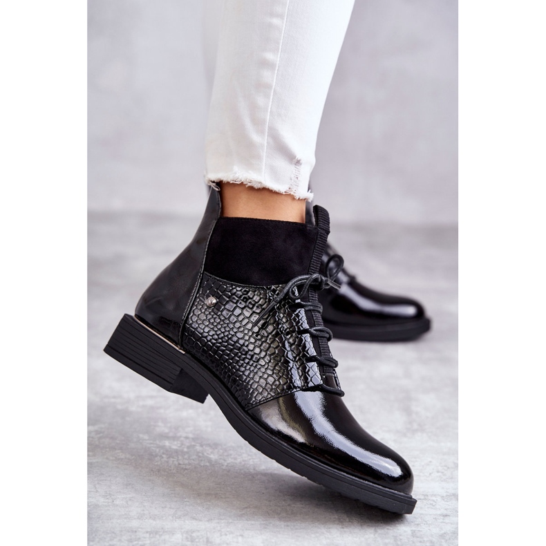 Vinceza Cizme Negre Lăcuite și Călduțe Cathrine negru 2