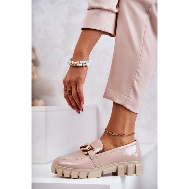 Sergio Leone Mocasini Lacuiti Pe Platforma Bej Inger 2