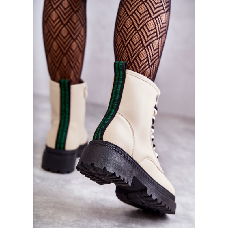 Cizme Dama Piele Workers Bej Deschis Denila 2