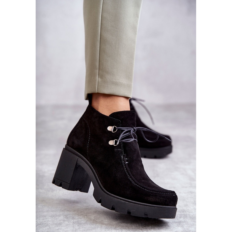 Cizme de dama din piele intoarsa Legate neagra Marianne negru 1