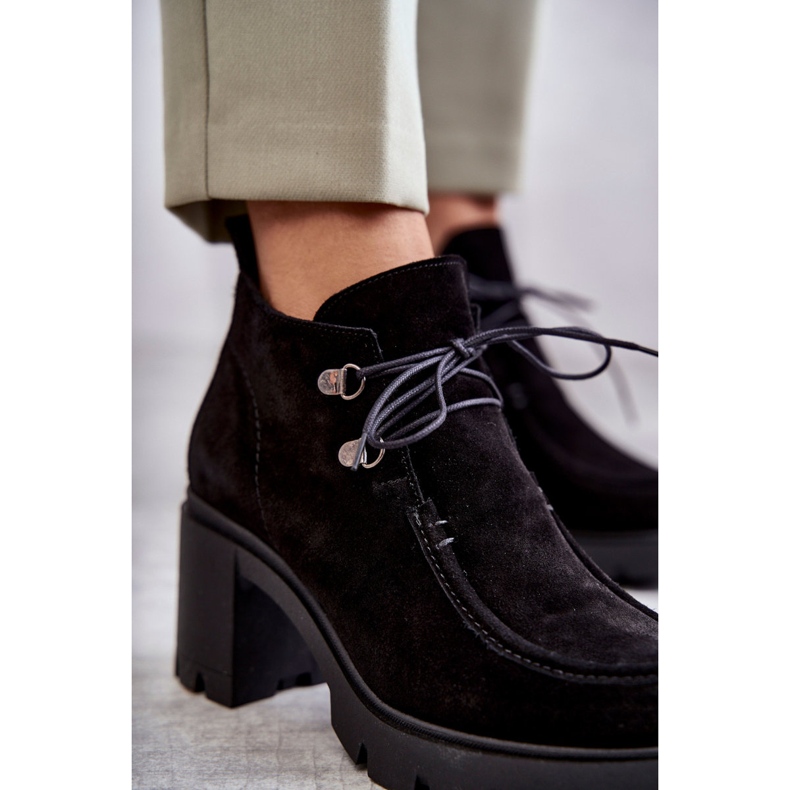 Cizme de dama din piele intoarsa Legate neagra Marianne negru 2