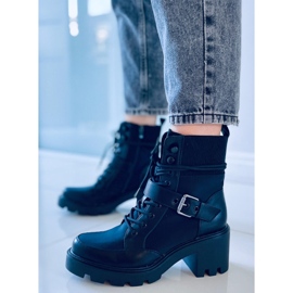 Cizme cu toc înalt Brooks Black cu șireturi negru 1