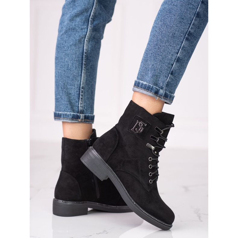 Muncitori din piele ecologică Shelovet negru 1