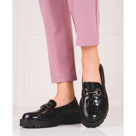 Mocasini de damă pe talpă groasă Shelovet negru 1