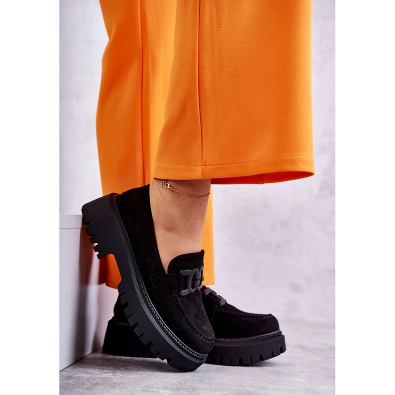 Pantofi De Damă De Căprioară Cu Decor Negru 2