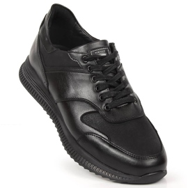 Pantofi casual barbati din piele neagra Kingle negru 1