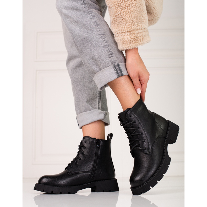 Genți clasice de damă Shelovet cu șireturi negru 1