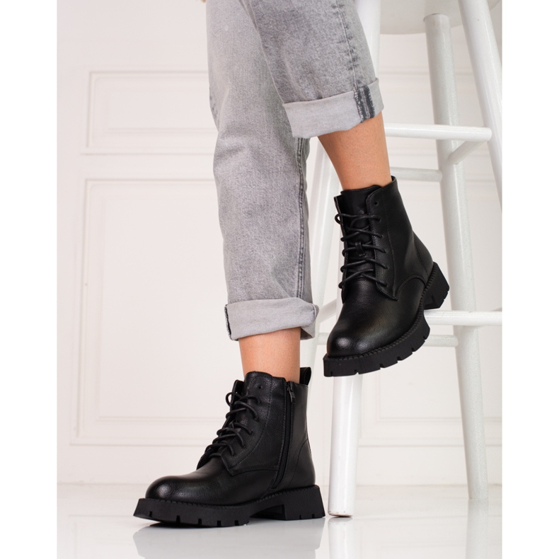 Genți clasice de damă Shelovet cu șireturi negru 2