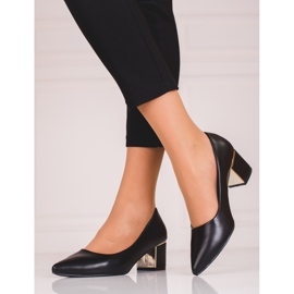 Pompe negre pentru femei pe un stâlp Shelovet joasă negru 1