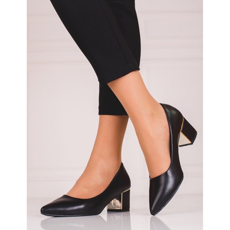 Pompe negre pentru femei pe un stâlp Shelovet joasă negru 1