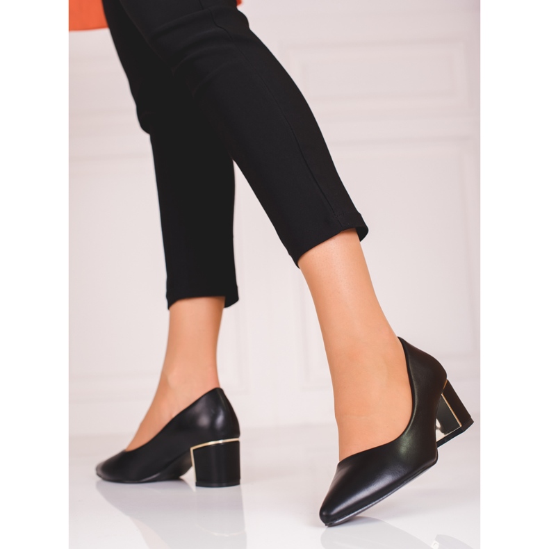 Pompe negre pentru femei pe un stâlp Shelovet joasă negru 2