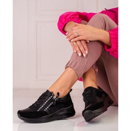 Tenisi de damă din piele cu fermoar Shelovet negru 1