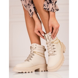 Cizme de drumeție de damă bej cu lanțuri Shelovet 2