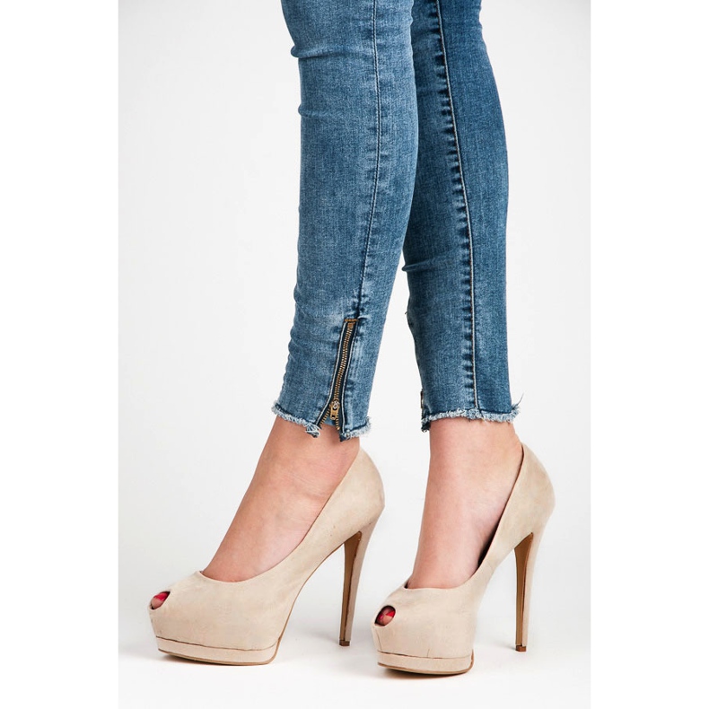 Vices Tocuri de piele intoarsa cu varf deschis maro 2