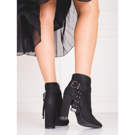 Cizme de dama pe post din piele intoarsa Shelovet ecologica negru 1