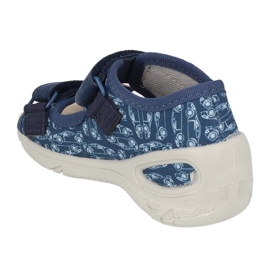 Papuci copii Befado pu cu Velcro 065P165 bleumarin și roșu albastru marin 2 Papuci copii Befado pu cu Velcro 065P165 bleumarin și roșu albastru marin 2