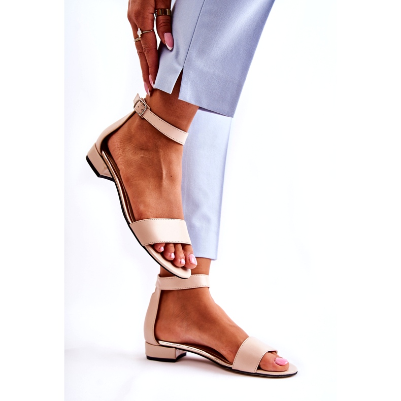 PA2 Sandale de damă din piele bej Shanley 4099 2