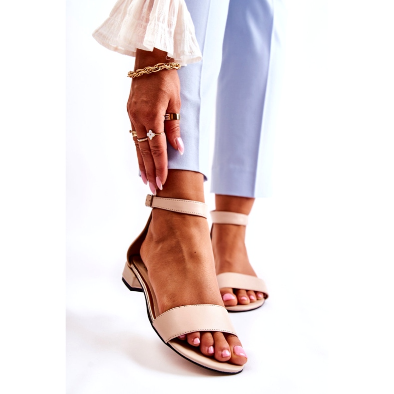 PA2 Sandale de damă din piele bej Shanley 4099 1