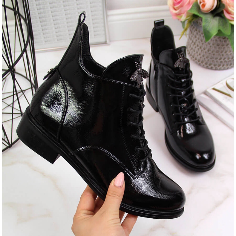 Cizme de dama neagra din piele lacuita Filippo negru 2 Cizme de dama neagra din piele lacuita Filippo negru 2