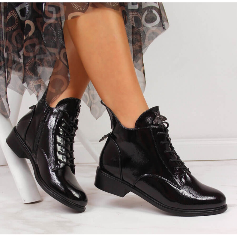 Cizme de dama neagra din piele lacuita Filippo negru 1