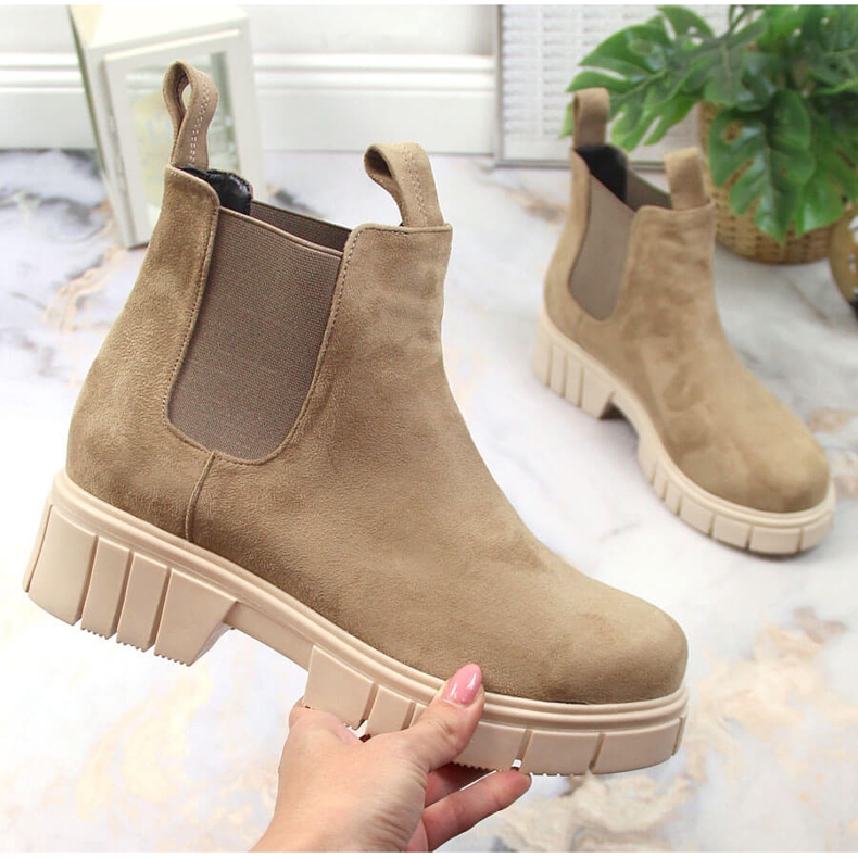 Botine dama piele intoarsa, izolate, bej, T.Sokolski 1