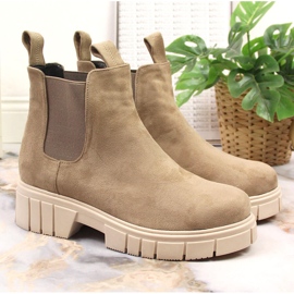 Botine dama piele intoarsa, izolate, bej, T.Sokolski 2
