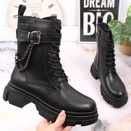 Genți din piele neagră pentru femei cu lanț, Big Star neagră încălzită KK274486 negru 1