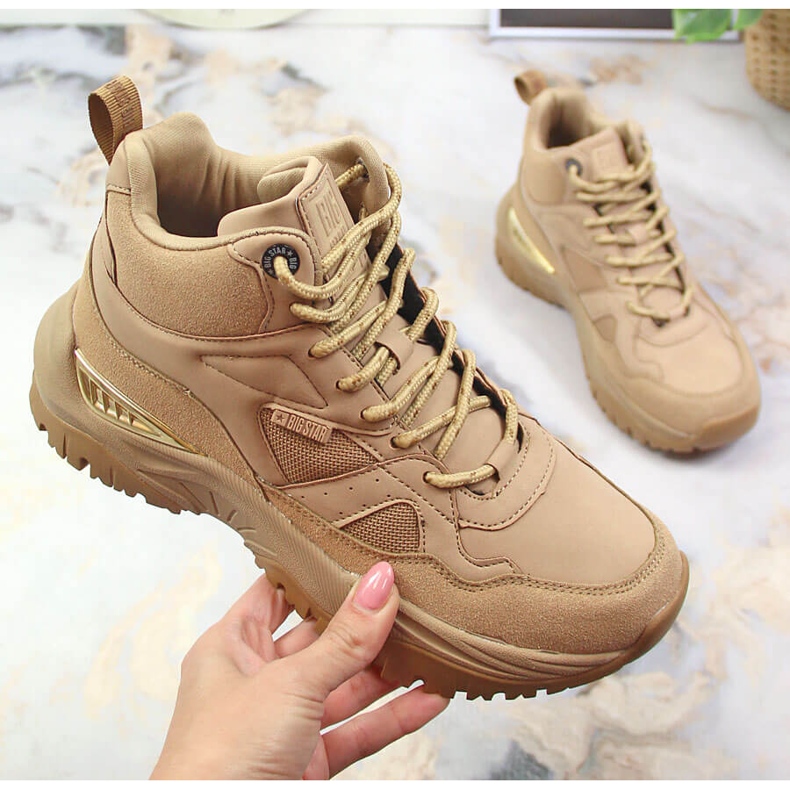 Cizme sport de damă pe platforma bej Big Star KK274355 1