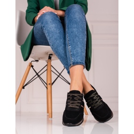 Tenisi de dama din piele pe platforma Shelovet negru 1