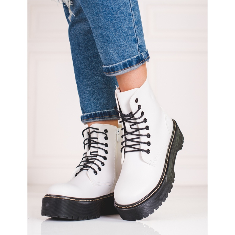 Genți Shelovet de damă albe șirete pe platformă 1