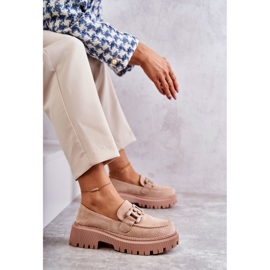 FB2 Brogues dama cu ornament Bej Leeza H8-257 2