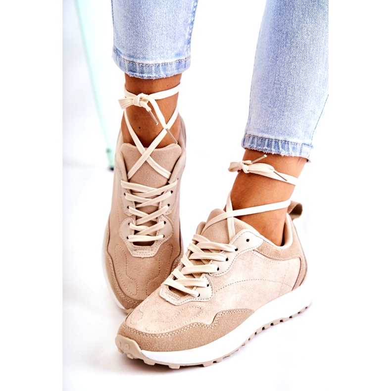 PG1 Pantofi sport dama din piele intoarsa Bej Nayla 1