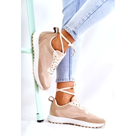 PG1 Pantofi sport dama din piele intoarsa Bej Nayla 2
