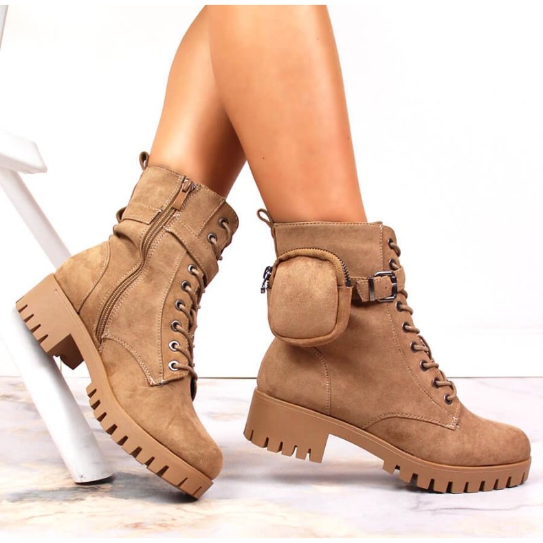 Trappers cu buzunar, piele intoarsa izolata Jezzi W JEZ370 bej 1