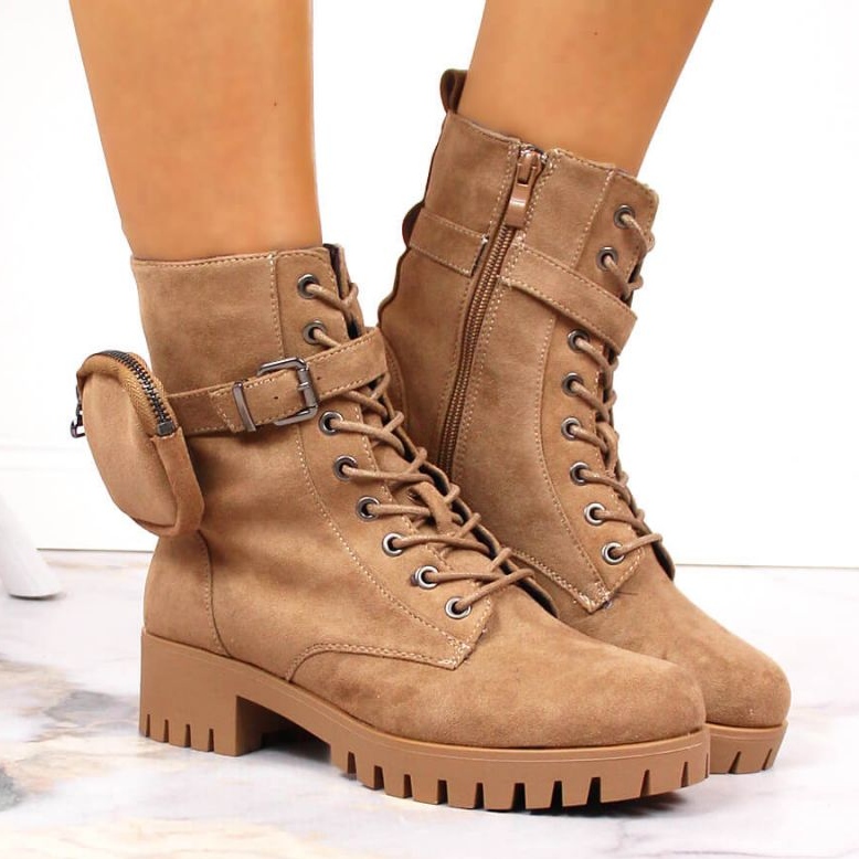 Trappers cu buzunar, piele intoarsa izolata Jezzi W JEZ370 bej 2