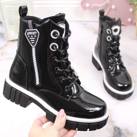 S.Barski Cizme lacuite izolate negre pentru fete de S. Barski negru 1