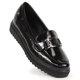 Mocasini de dama lacuiti pe platforma neagra Vinceza negru 1
