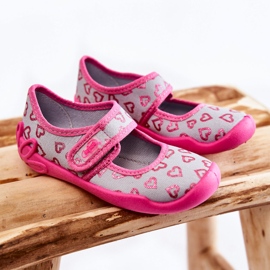 BEFADO S.A. Papuci de balerină inimă pentru copii Befado 123X070 gri-roz 1