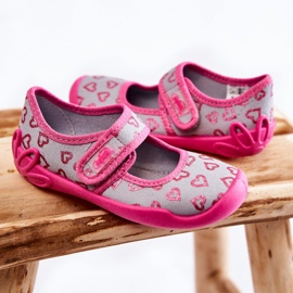 BEFADO S.A. Papuci de balerină inimă pentru copii Befado 123X070 gri-roz 2
