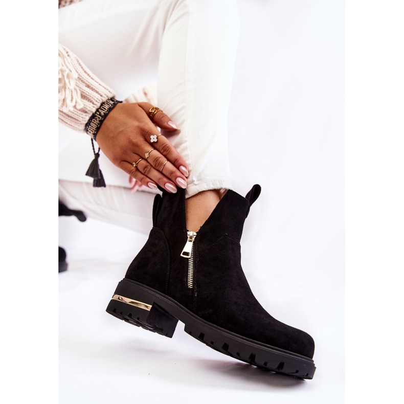 PG1 Ghete Klarissa Negre De Căprioară Cu Decupaje negru 1 PG1 Ghete Klarissa Negre De Căprioară Cu Decupaje negru 1