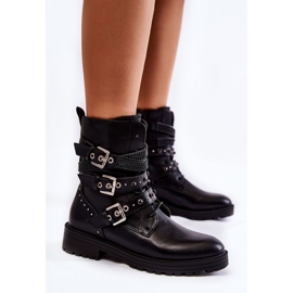 PG1 Cizme De Damă Călduțe Cu Benzi Unice Negru Lambert 2