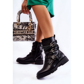 PG1 Cizme De Damă Călduțe Cu Benzi Unice Negru Lambert 1