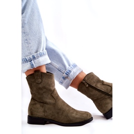 S.Barski Cizme de damă din piele intoarsa cu toc plat, verde Fiorenz HY66-66 2 S.Barski Cizme de damă din piele intoarsa cu toc plat, verde Fiorenz HY66-66 2