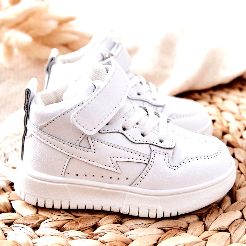 Pantofi sport înalți pentru copii albi 2