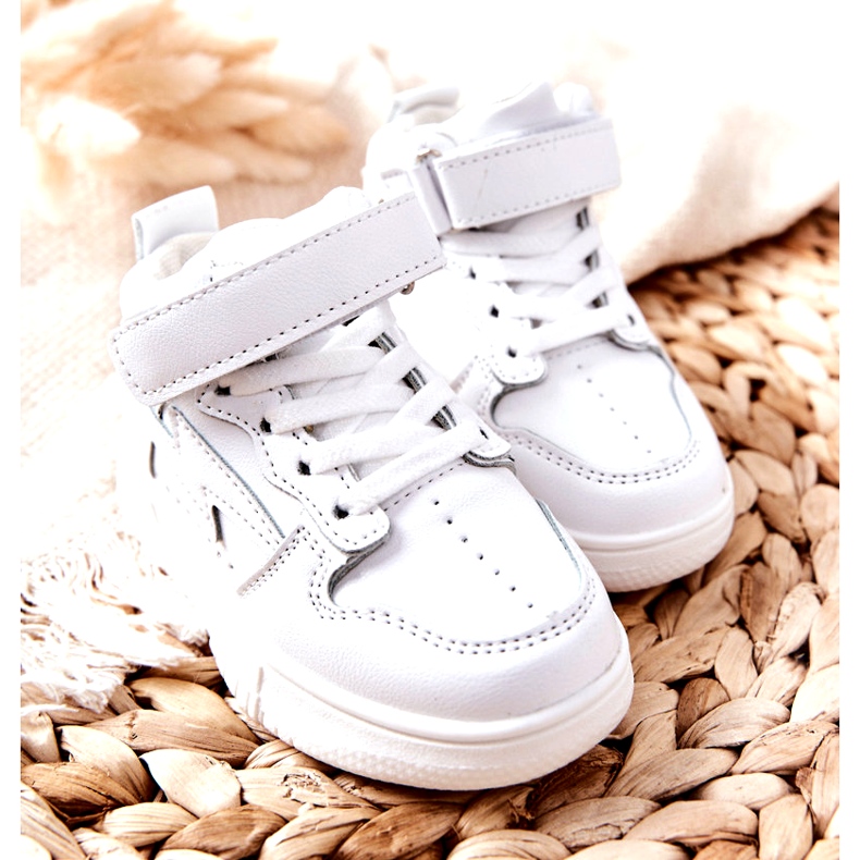 Pantofi sport înalți pentru copii albi 1