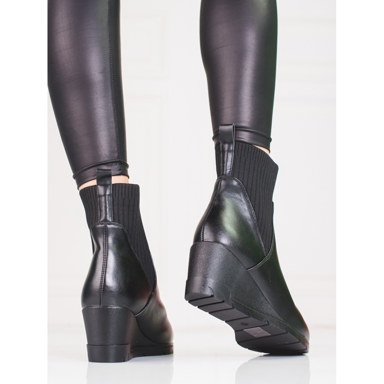 Cizme slip-on pe pana Shelovet negru 1