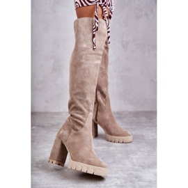 PA2 Ghete Muschetar Bej din piele intoarsa la moda Estrela 1