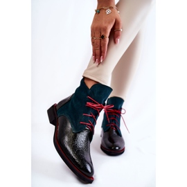 PA2 Cizme cheyenne verde și negre din piele negru 1