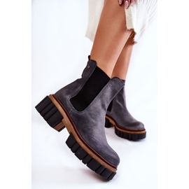Cizme Piele Muncitori Maciejka Gri 05312-03 1